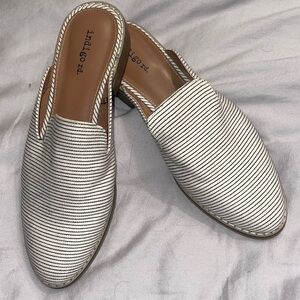 Indigo Women's Black and Cream Striped Mules